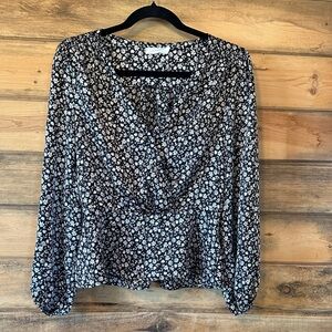 Lush Black and White Floral Blouse